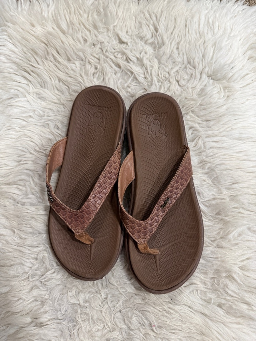 KuaiLu Womens Flip Flops Ladies Yoga Mat Comfortable Walking 7.5,‎ Coffee Brown